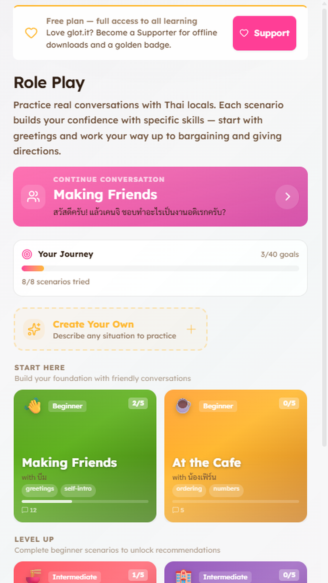 AI roleplay — order at a cafe with real-time politeness grading.